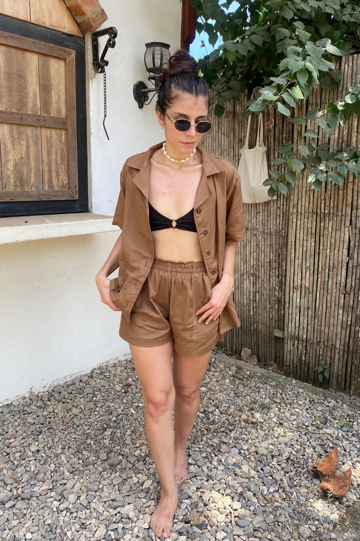 Camisa Oversize Moca en Lino