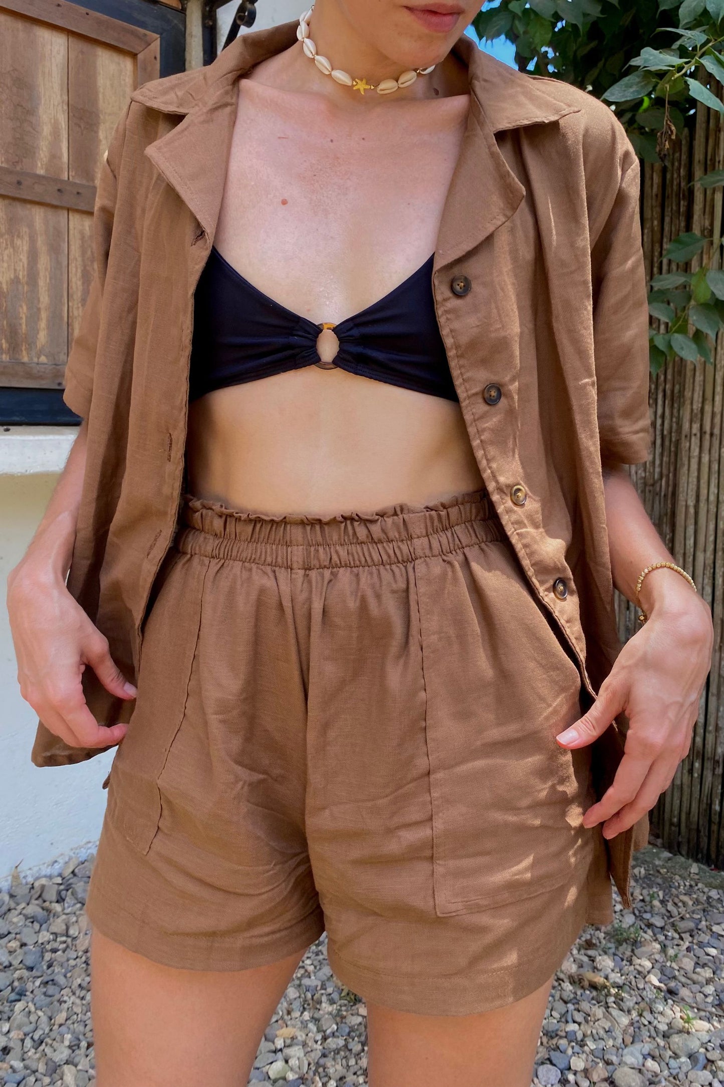 Camisa Oversize Moca en Lino