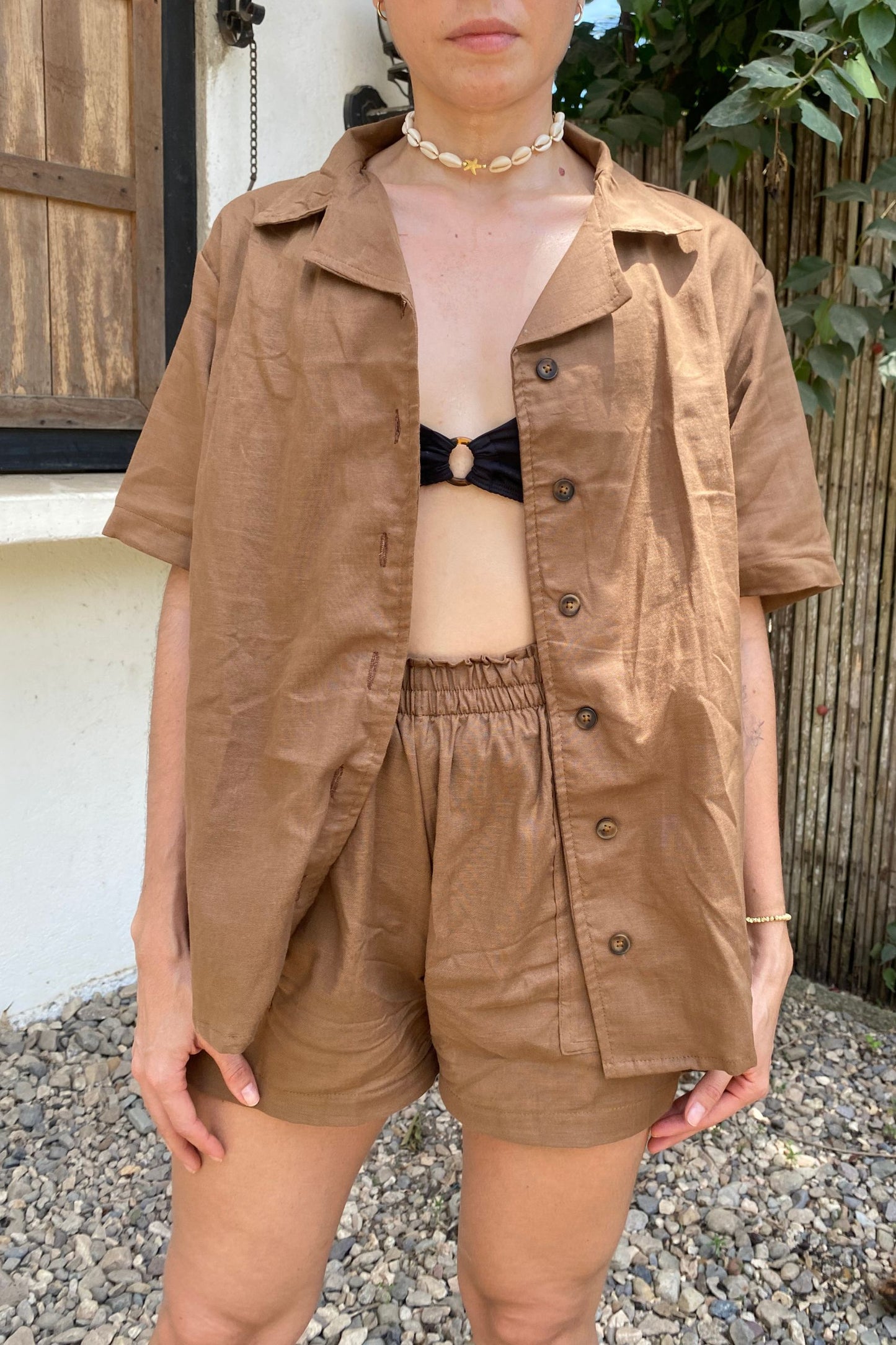Camisa Oversize Moca en Lino