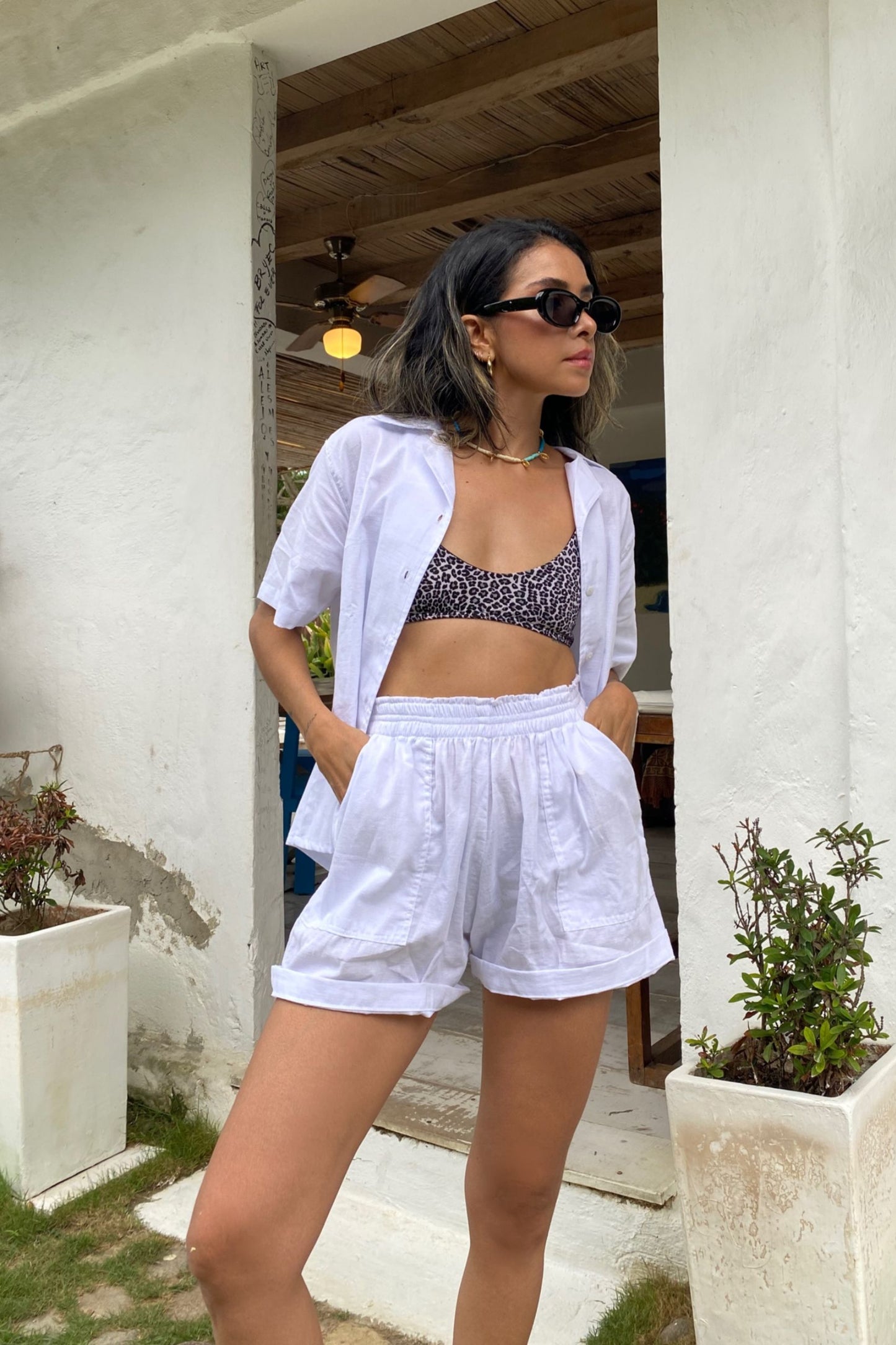 Short Lino Blanco