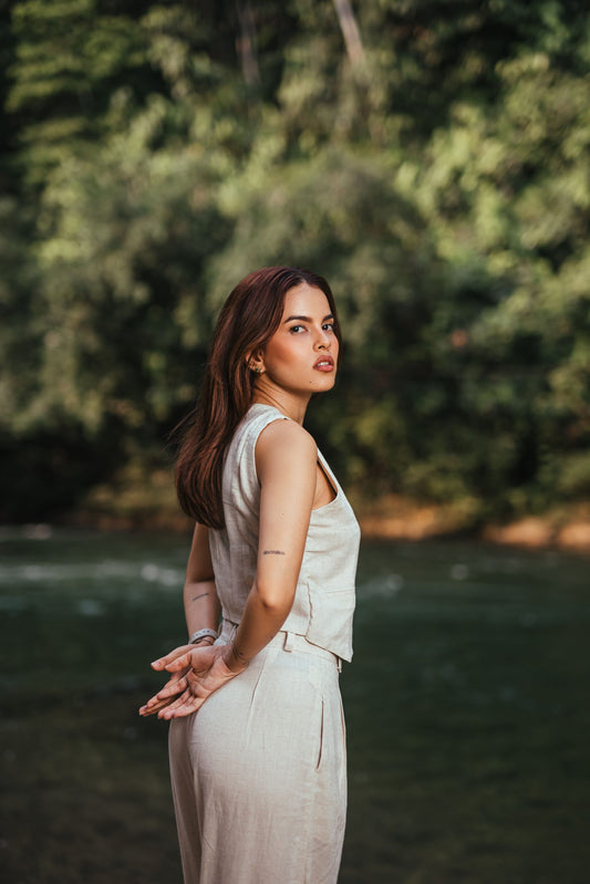 Chaleco en lino Arena