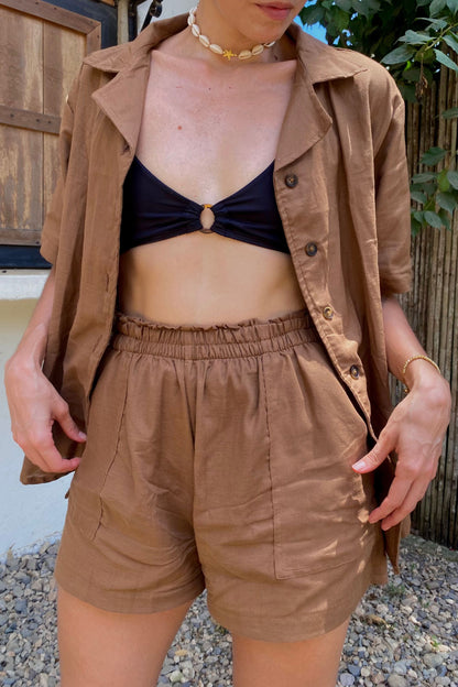 Camisa Oversize Moca en Lino