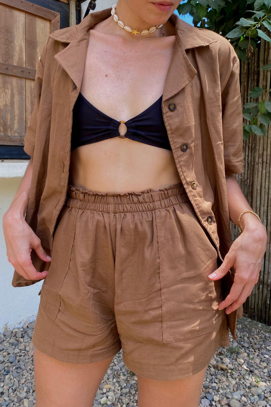 Camisa Oversize Moca en Lino
