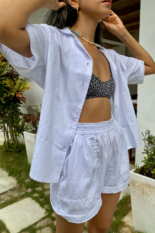 Camisa Over Size Blanca en Lino